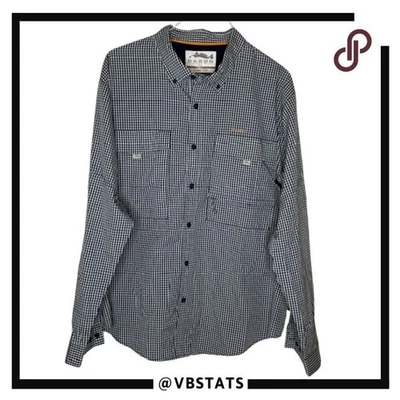 Camisa Dagon Rise Up para hombre a cuadros de pesca con botones azul blanco talla 2XL Foto 1 de 4