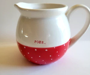 Rae Dunn Artisan Collection by Magenta Pour Red Polka Dot Pitcher Creamer - Picture 1 of 5