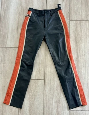 Pantalones de cuero negros suaves forrados pequeños Harley Davidson genuinos para mujer Foto 1 de 4