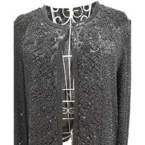Luxurious THEORY Evening Wear Silk Party Cardigan Size14 Heavily Beaded Sparkly - Picture 1 of 12