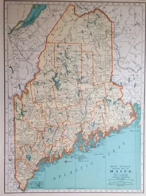 L@@K Vintage 1936 Atlas Mundial Mapa Coloreado de Maine, Maryland y Delaware Pre Segunda Guerra Mundial Foto 1 de 4
