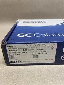 Restek GB Columna Rtx-1 30m, 0.32 mmID, 1 μm df 10154 NUEVO - Imagen 1 de 6