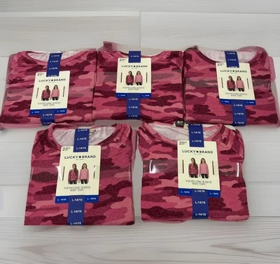 NWT Lucky Brand Youth Long Sleeve Knit Tops Red/Berry 2-Pack Large 14/16 - Image 1 of 4