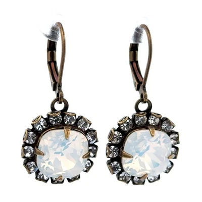 Pendientes colgantes de cristal de Swarovski de latón envejecido de diseñador Liz Palacios Foto 1 de 4