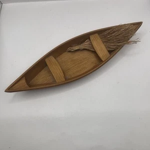 Vintage handgefertigtes 12" Holzkanu. Hütte See Haus Deko - Bild 1 von 14