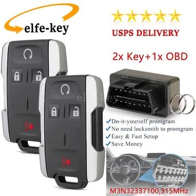 for GMC Canyon Sierra 1500 2500 Key OBD Programming + Keyless Remote Fob 4Button - Image 1 of 4