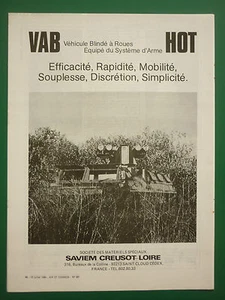 7/1980 PUB SAVIEM CREUSOT LOIRE VAB MISSILE HOT VEHICULE AVANT BLINDE ARMEE AD - Imagen 1 de 1
