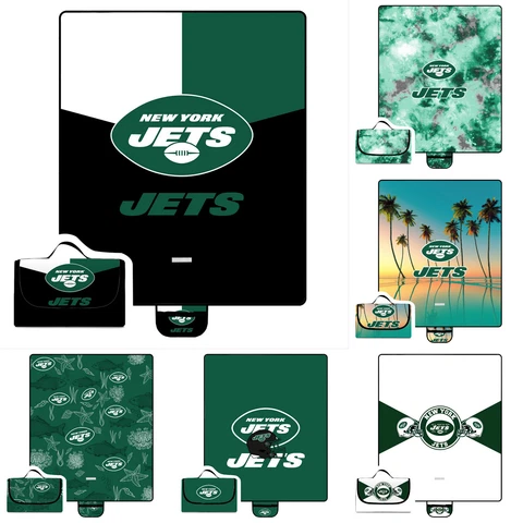 New York Jets Waterproof Picnic Blanket Foldable Oxford Family Camping Mat Gift Cover