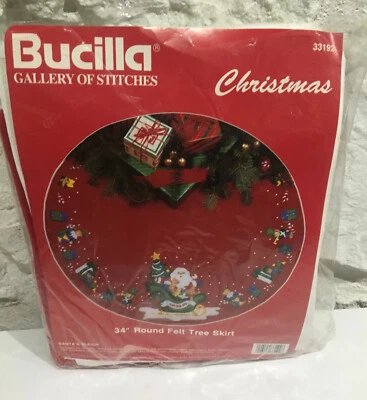 Kit de fieltro trineo de Papá Noel falda árbol de Navidad vintage BUCILLA 1991 33192 NUEVO EN PAQUETE Foto 1 de 4