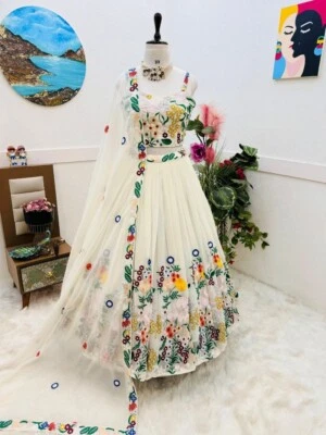 Indian Pakistani New Designer Lehenga Choli With Stitched Blouse Ready To Wear - Image 1 of 4