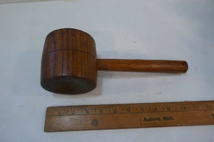 Vintage Rundkopf Holz Eiche oder Esche Holzhammer Gewicht ist 1,4 Pfund - Bild 1 von 8