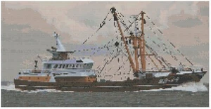 Patrón de punto de cruz de Florashell - barco de pesca de arrastre - Imagen 1 de 1
