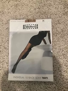 WOLFORD INDIVIDUAL 10 BACK BLACK SEAM TIGHTS SIZE M NUDE - Picture 1 of 3