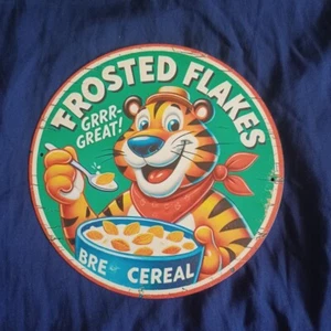 8" Round Metal Sign Wall Art Man Cave Garage Bar Gas Station Oil Frosted Flakes - Picture 1 of 1