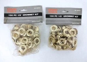 Cosmo Tools 100 Piece 1/2 Inch Brass Grommets 2 Pack 200 Total Eyelets Washers - Picture 1 of 3