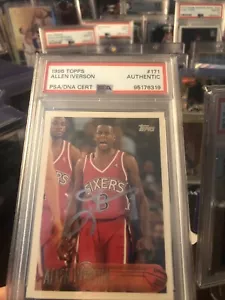 Allen Iverson 1996 Topps #171 Rookie PSA/DNA Cert Autograph Auth Silver Sig - Picture 1 of 2