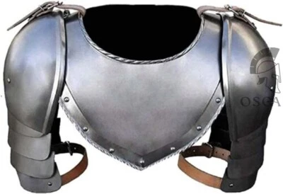 Armor Medieval Steel Gorget Spaulders Arm Shoulder Set Viking Crusader Pauldrons - Image 1 of 3
