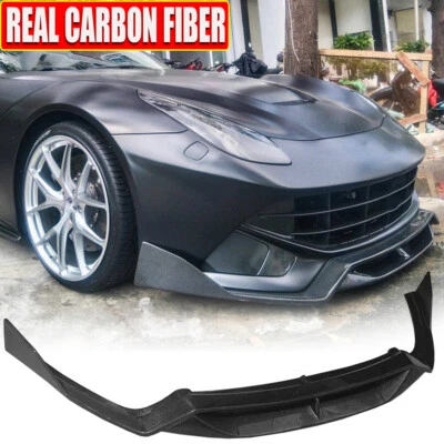 Para Ferrari F12 Berlinetta 2012-2017 CARBONO REAL Front Bumper Lip Body Spoiler - Imagem 1 de 4