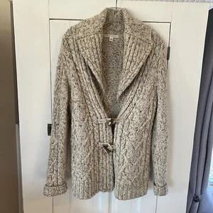 Cárdigan Banana Republic 100 % lana tejido con cable palanca para mujer talla grande beige - Imagen 1 de 6