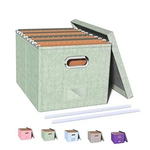 File Organizer Box,Filing Box with Lid,File Box for Letter/Legal 1 pack Green - Picture 1 of 7