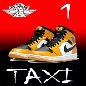 RARE MEN'S LIMITED PREMIUM AIR JORDAN 1 MID "TAXI" BASKETBALL LIFESTYLE SNEAKERS - Picture 1 of 12