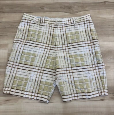 Pantalones Cortos Chinos Tommy Bahama Hombres Talla 40 Mezcla de Lino a Cuadros Frente Plano Foto 1 de 4
