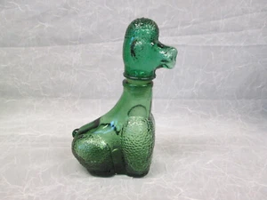Empoli Art Glas 7" t GRÜN Pudel Hund DEKANTER Stopfen Geist Flasche Italien - Bild 1 von 10