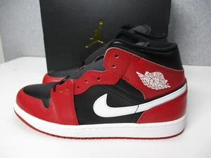 Nike Air Jordan 1 Mid Shoes Black Gym Red White DQ8426-061 Mens Sz 10 - Picture 1 of 8