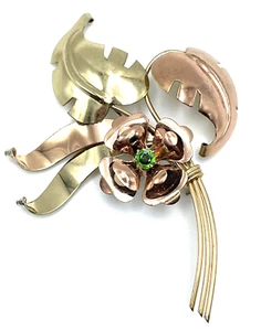 Harry Iskin Brosche 1/20 12K GF Smaragd Strass floral groß 4" NACHLASS - Bild 1 von 12