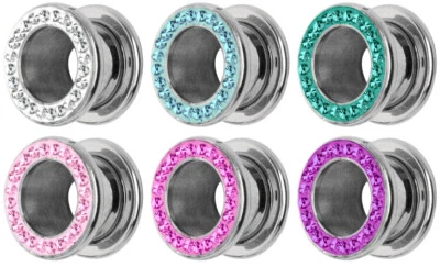 Orecchio Piercing Gioiello Flesh Tunnel con Glitter Epossidica Cerchio IN 3-18mm - Immagine 1 di 2