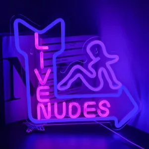 Live Nudes Neon Sign,Girl Neon Sign,Neon Sign for Room,Neon Light Sign,Purple - Picture 1 of 7