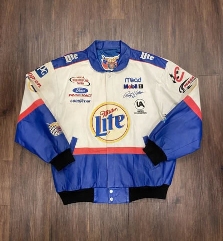 Vintage Jeff Hamilton Rusty Wallace Miller Lite Leather Jacket - Size XL Cover
