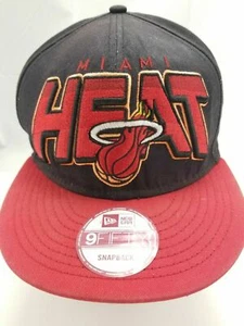 Miami Heat 9FIFTY Snapback Hat New Era NBA Cap Black Red Adjustable Flat Bill - Picture 1 of 5
