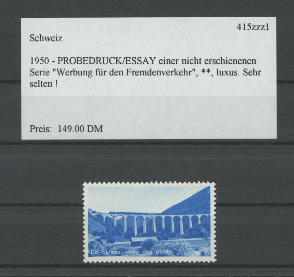 SWITZERLAND SPECIMEN 1950 ESSAY TRIAL TEST PRINT PROOF PRUEBA BRIDGE /m2105 - Image 1 of 1