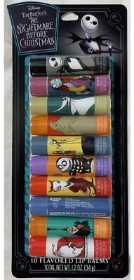 Disney Tim Burton's The Nightmare Before Christmas 10 Flavored Lip Balms - New - Image 1 of 3