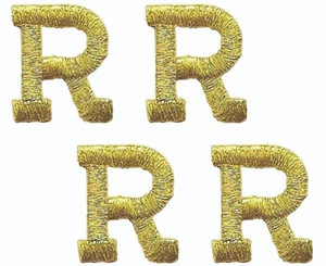 4 Gold Iron On Letter R Patches Embroidered Alphabet Craft Set Monogram (1" in) - Picture 1 of 3