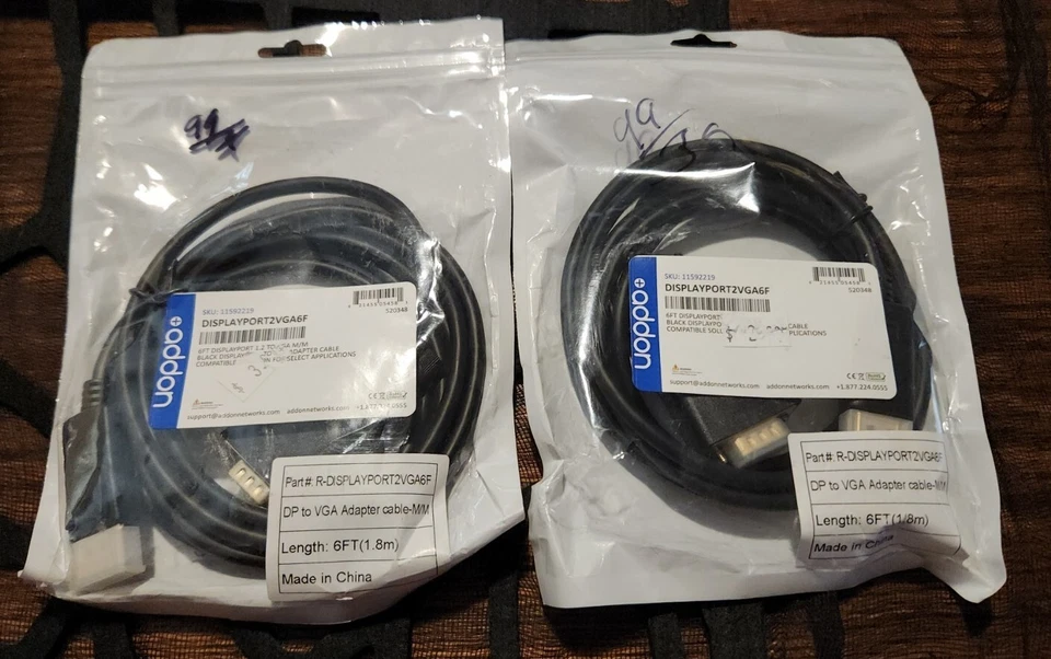 *2* ..6ft DisplayPort 1.2 Male to VGA Male Black Cable For Resolution  - Image 1 of 2