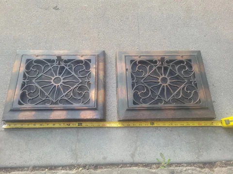 Vintage Antique Cast Iron Decorative Heat Grate Wall Register Black 16"x13" (2) Cover
