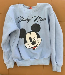 Mickey Mouse Disney Sweatshirt Light Blue Kids Youth Size M Pullover Sweater - Picture 1 of 6