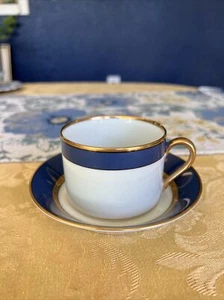 Fitz & Floyd Renaissance Cerulean Blue Flat Cups & Saucers 22 Piece Set With Box - Picture 1 of 5