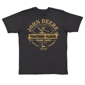 John Deere Tractors & Plows Graphic Medium Short Sleeve T-Shirt Mens/Unisex BLK - Picture 1 of 2