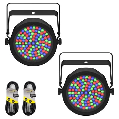 2 x Chauvet DJ SlimPar 56 ILS Par Can with DMX Cable RGB LED DMX Uplighter DJ - Image 1 of 4