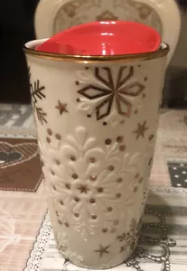 Starbucks 2017 Limited Christmas Snowflake 10oz Cup Double Ceramic Mugs No Box - Picture 1 of 6