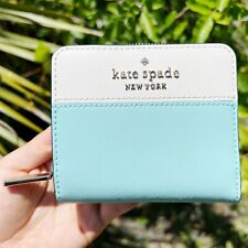 Kate Spade Staci en colores vivos pequeño ZIP AROUND cartera junto a la piscina Azul Blanco Multi
