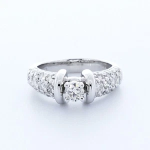 1.4CT CERTIFIED LAB-CREATED DIAMOND E/VS2 ROUND CUT 14K GOLD VINTAGE ACCENT RING - Picture 1 of 4