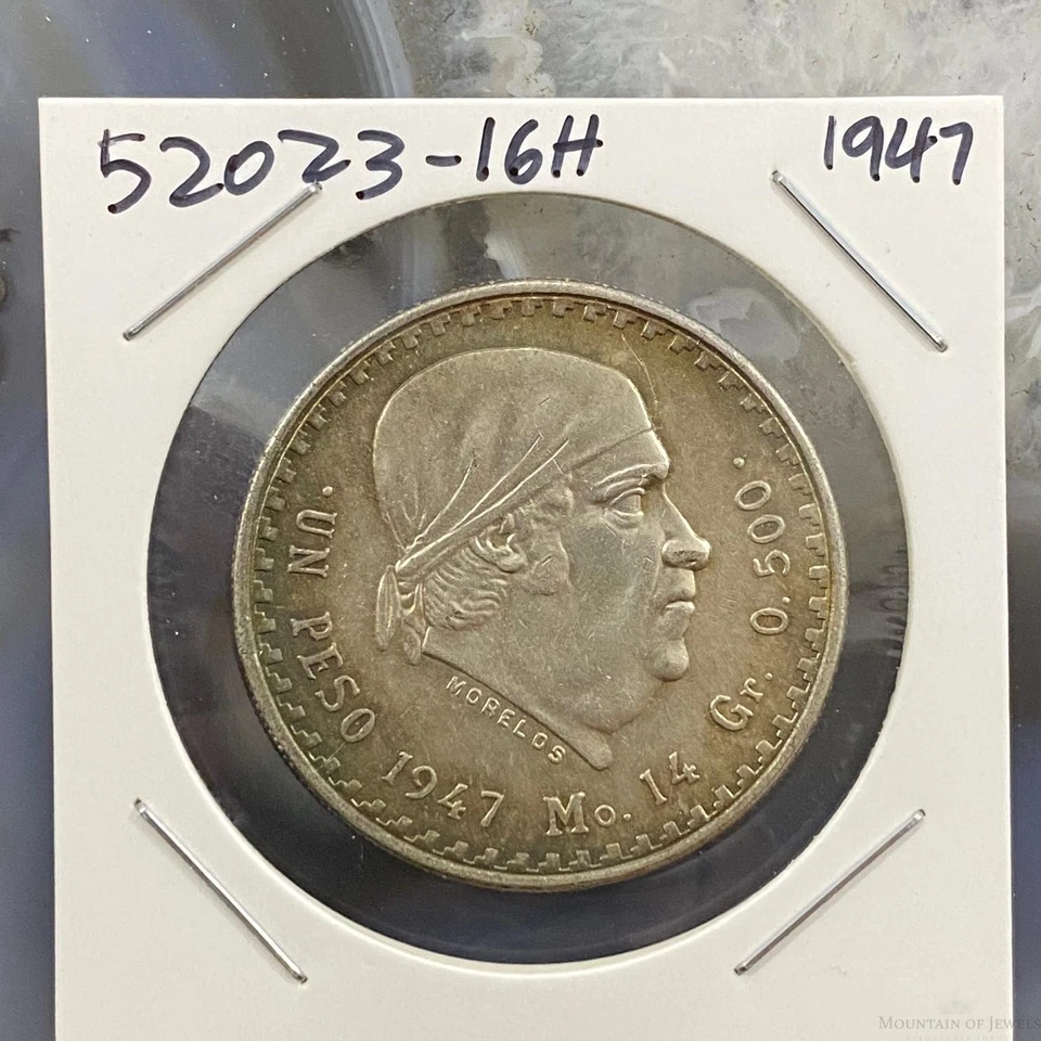 Moeda de prata 1947 México 1 peso 0,500 #52023-16H - Imagem 1 de 4