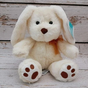 10" Soft Bunny Rabbit Plush Cream Flop Ears Stuffed Animal With Bow NEW - Picture 1 of 13