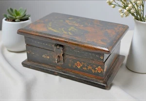 Vintage Wooden Small Storage Box Original Old Hand Crafted Painted - Picture 1 of 7