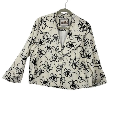 A.M.I. Льняная смесь качели куртка размер большой Artsy цветочный квадратный Lagenlook большого размера - Изображение 1 из 4