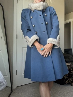 Abrigo para mujer vintage “Frostmann” 100 % lana virgen con ribete de piel real Foto 1 de 4